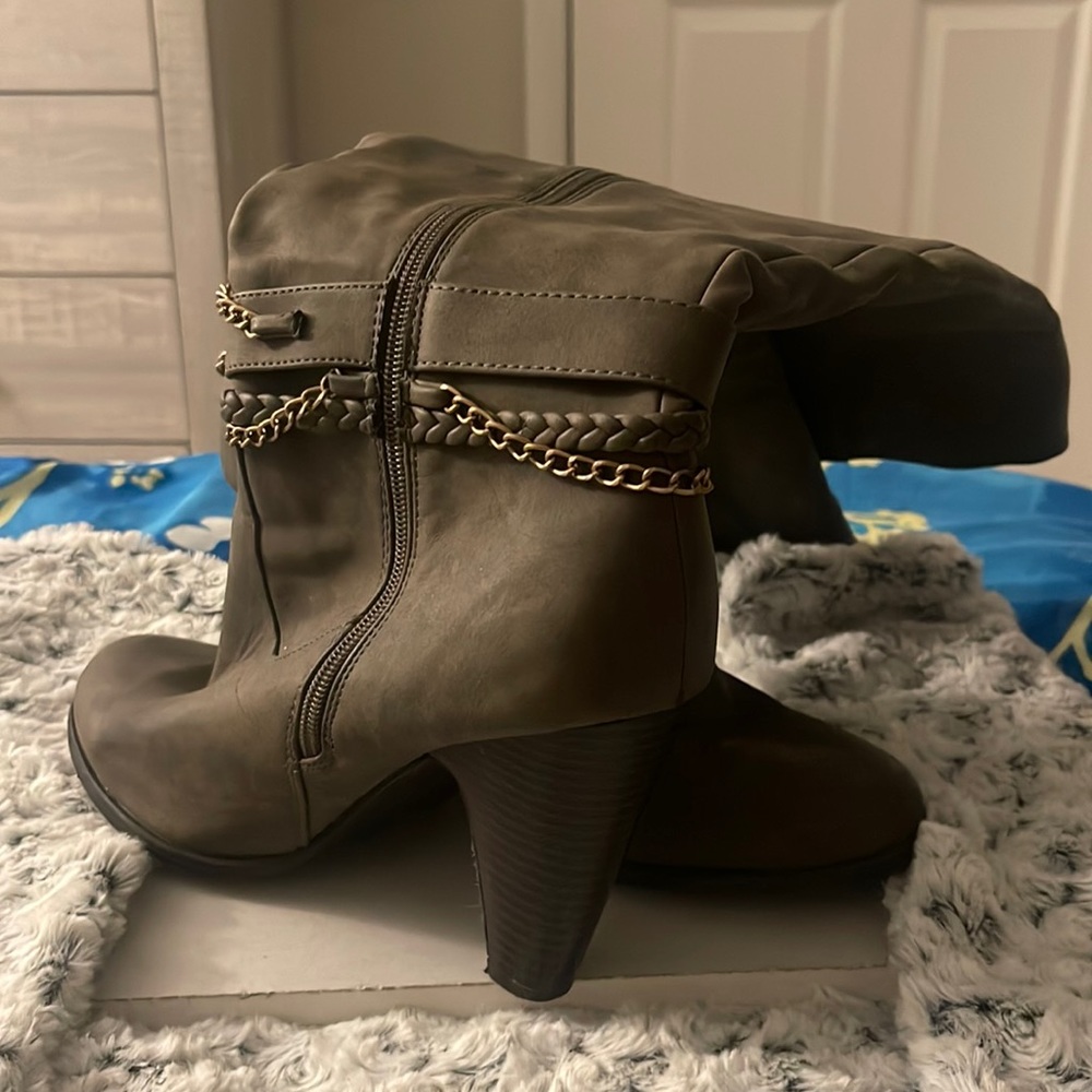Olive Green mid-calf boots